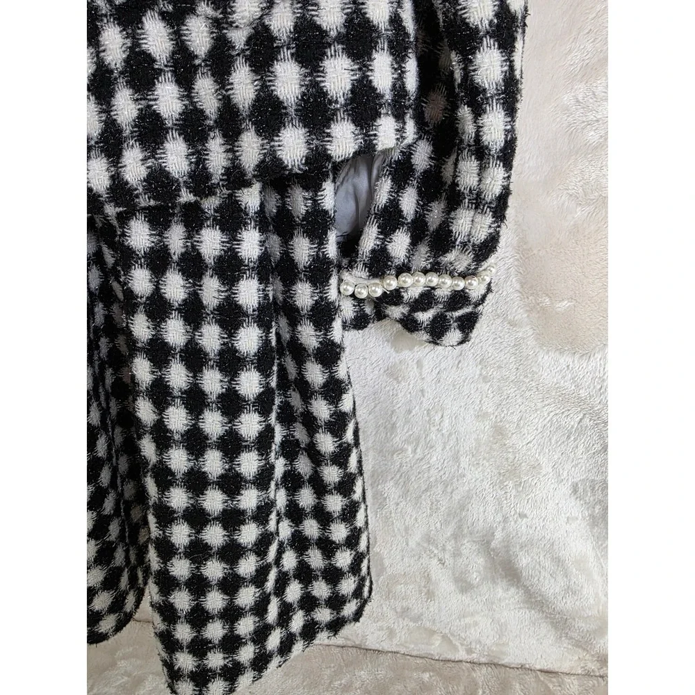 GB Girls Black White Tweed Dress and Jacket Set Faux Pearl Trim Kids‎ Size 14 L